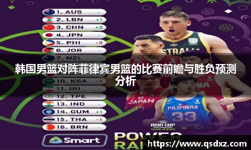 韩国男篮对阵菲律宾男篮的比赛前瞻与胜负预测分析